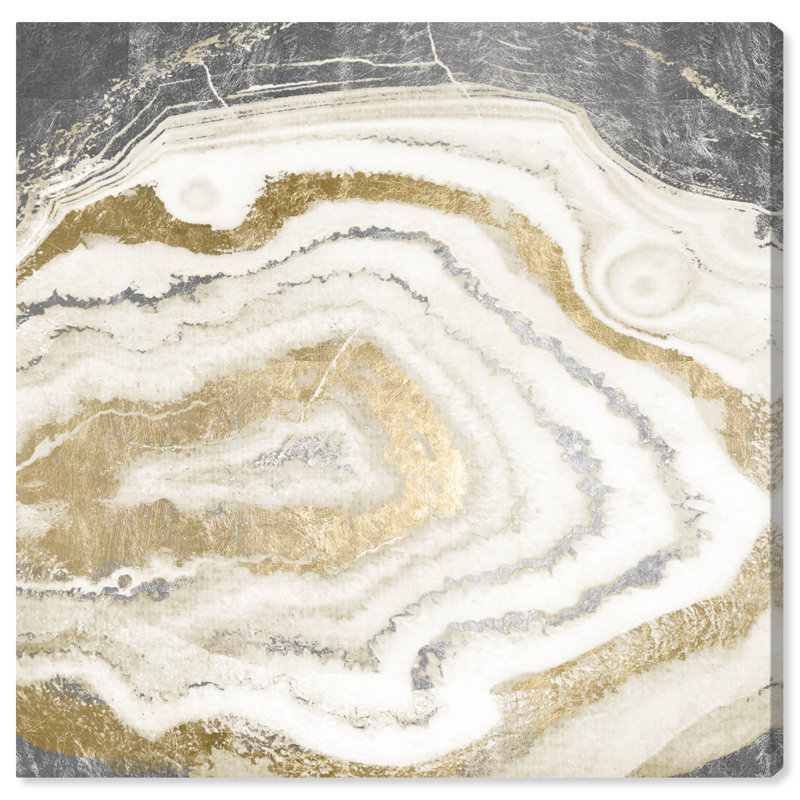 «Abstract Silver Gold Agate Geode Crystals», reproduction d'art graphique sur toile, H 30 po x l 30 po x P 1,5 po