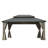 Hardtop Gazebo, Wooden Coated Aluminum Frame Canopy With Galvanized Steel Double Roof, Outdoor Permanent Metal Pavilion With Curtains And Netting For Patio, Deck And Lawn-117985222-117985223-117985221