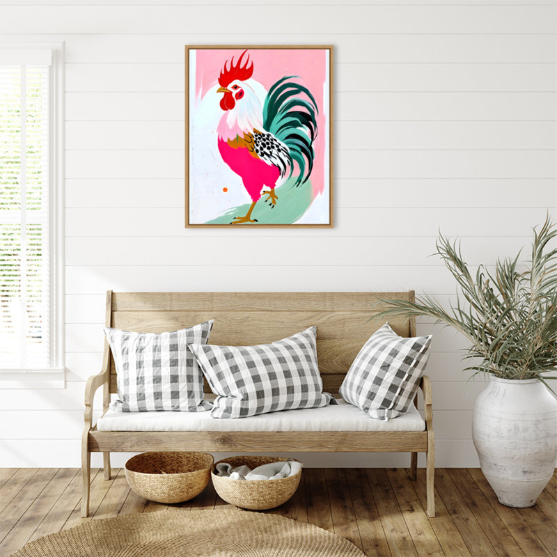 «Rooster» par Maupin, reproduction d'art sur toile encadrée, H 28 po x l 23 po