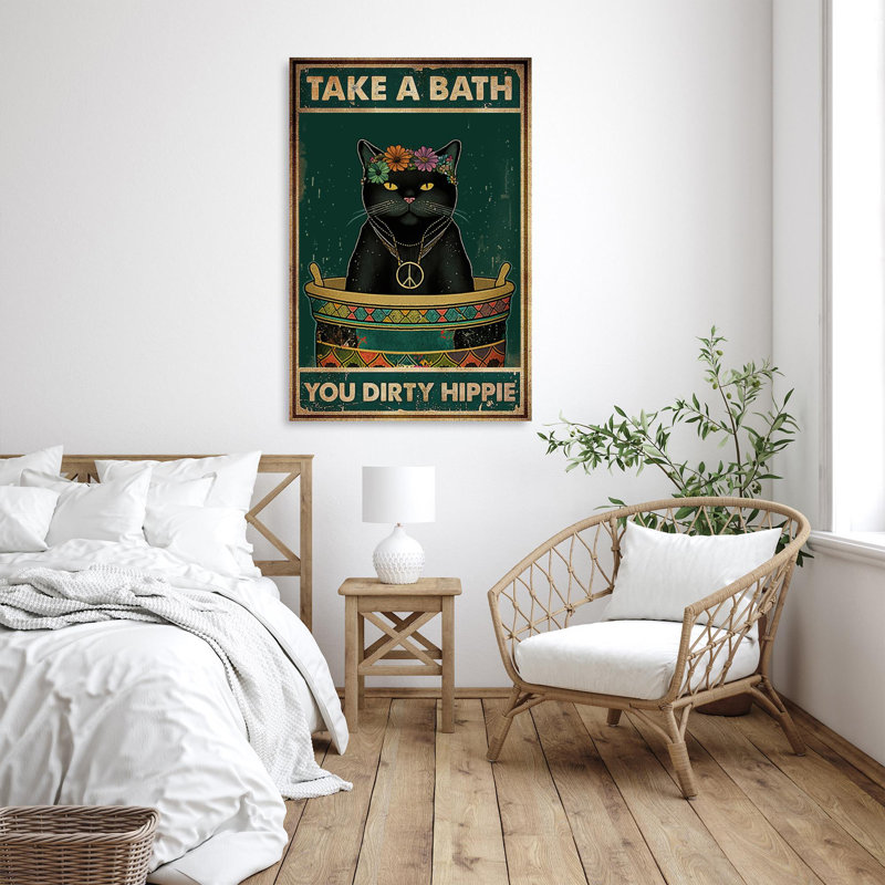 «Take A Bath Your Dirty Hippie», impression sur toile, H 36 po x l 24 po x P 1,25 po