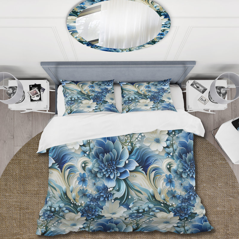 Literie à motif cachemire brise côtière I, Housse de couette pour grand lit et 2 taies décor