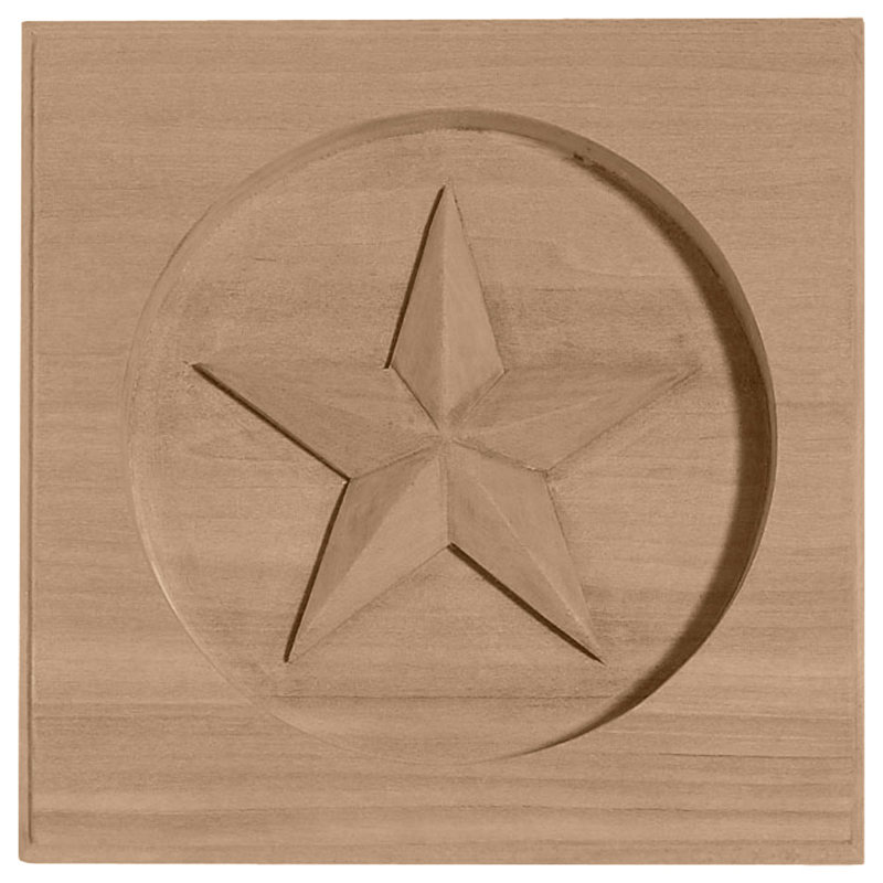 Galveston H W D Wood Rosette Applique, 3.5" H x 3.5" W x 0.625" D, Brown
