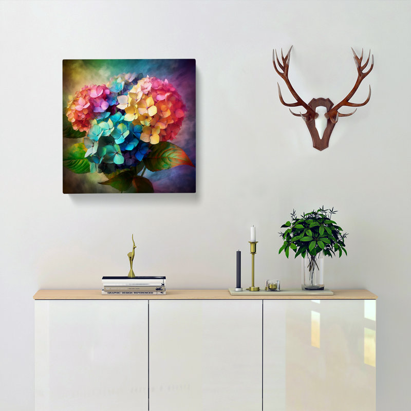 Hydrangea Abstract Art No.1 - Wrapped Canvas, 50cm H x 50cm W x 3cm D