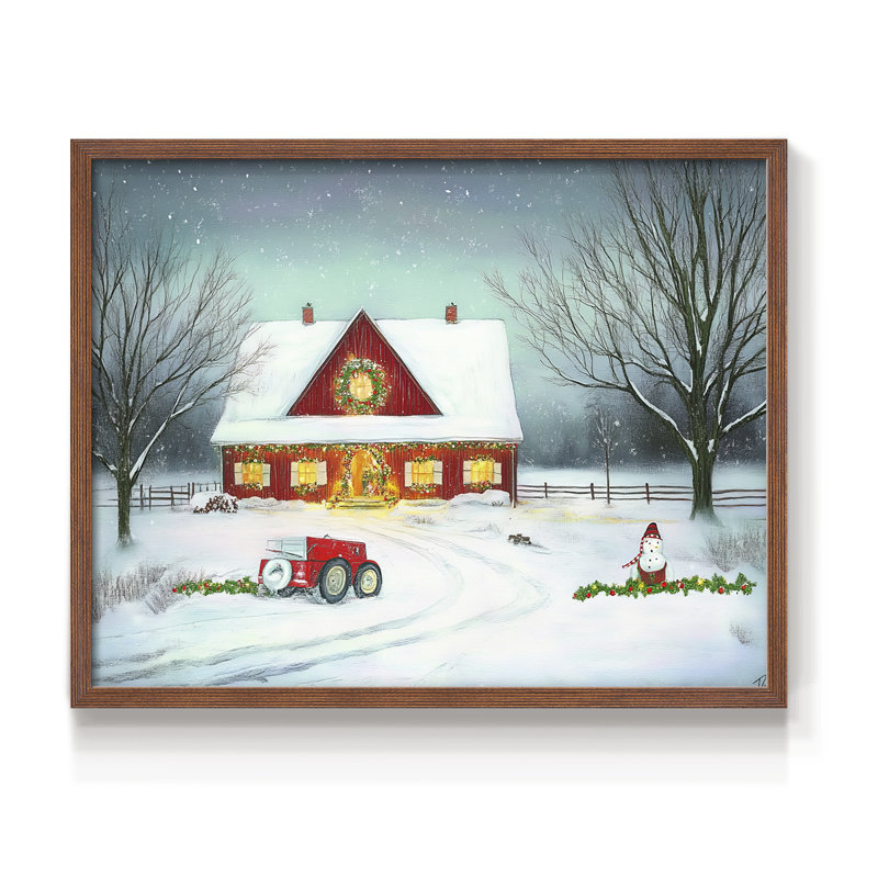 Chirstmas Art-VI -Framed Print - Restickable, H 16 po x l 20 po, Noyer