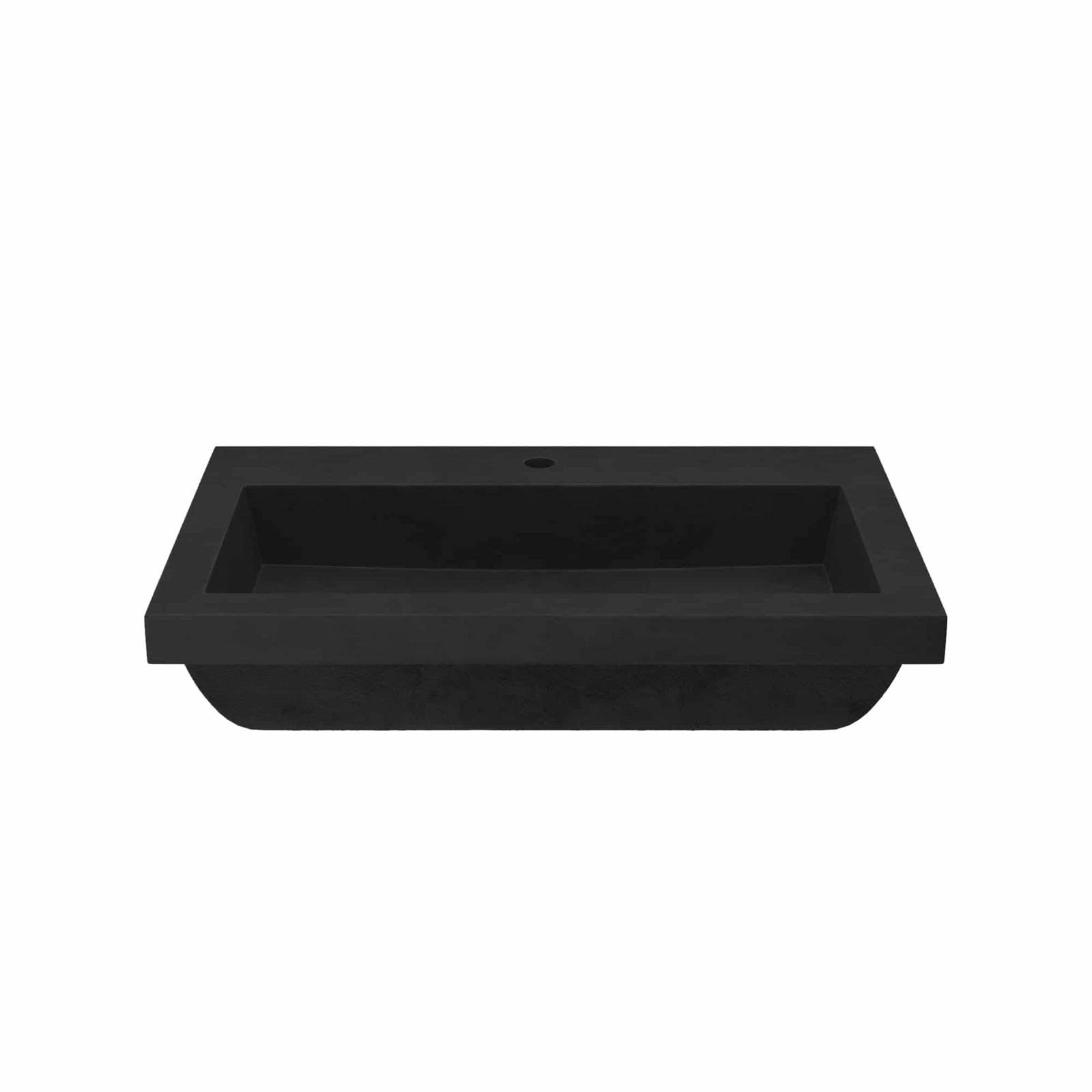 Trough Handmade Rectangular Drop-In Bathroom Sink, Charcoal, Single Faucet Hole