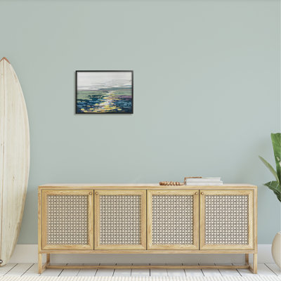 «Vivid Sea Water Ocean Surface Ripples Collage» par Stacy Gresell - peinture encadrée sur bois