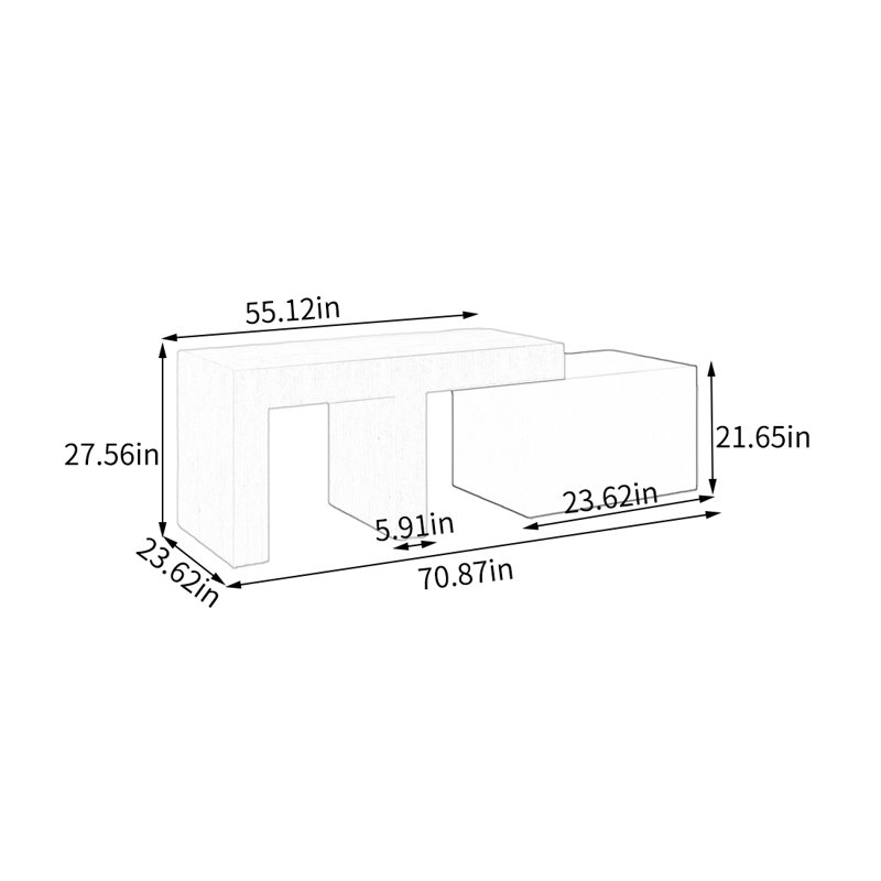 Table de présentation beige double couche, 27,56 po x 70,87 po x 23,62 po