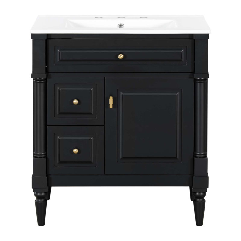 Meuble-lavabo 30 po avec lavabo, Noir