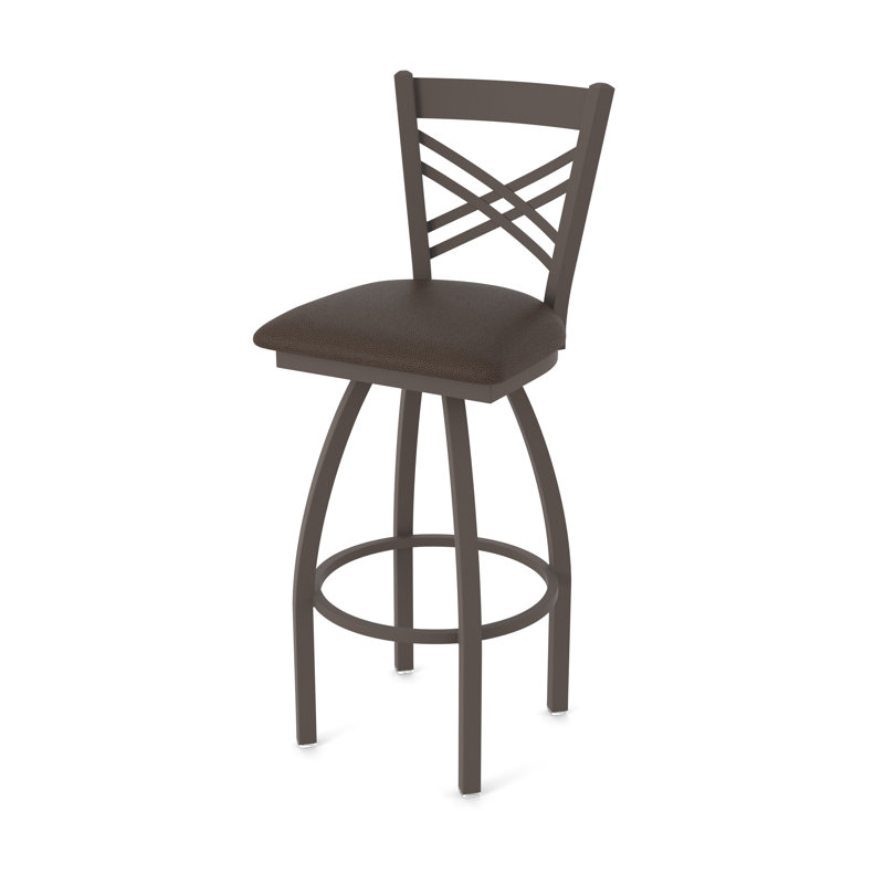 820 Catalina Swivel Stool, Bronze, Vinyl-Rein Coffee, Extra Tall (36" Seat Height)