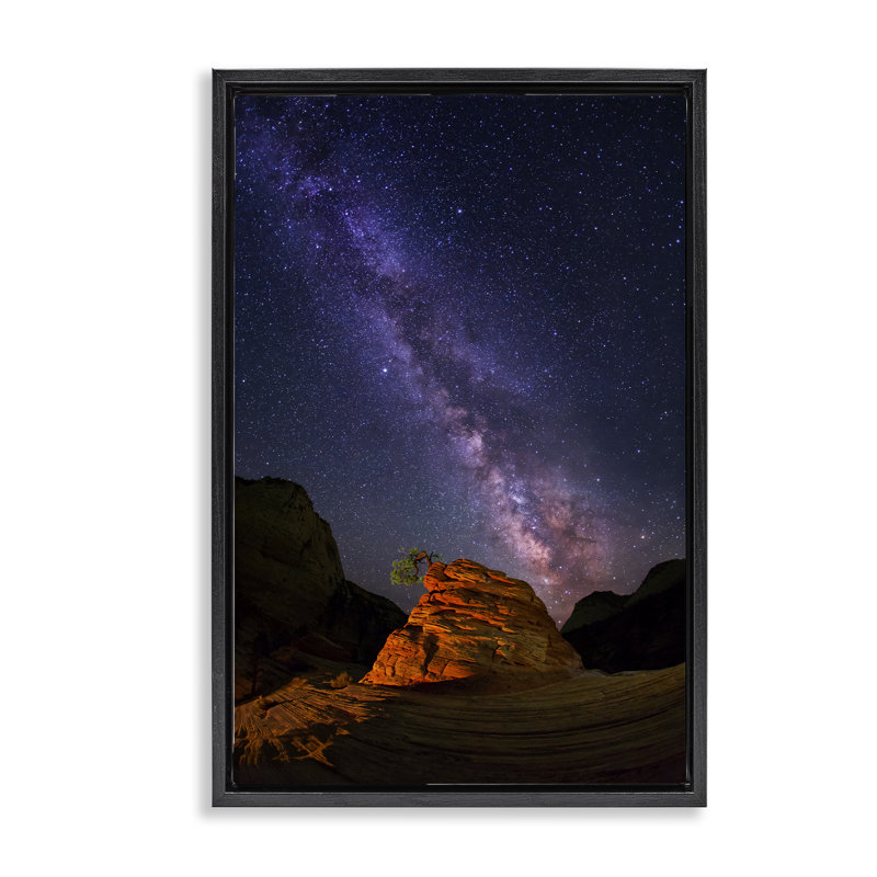 Milky Way Stars over Canyon Floating Frame, design by Royce Bair, Jet Black Floater Frame, 25" H x 17" W