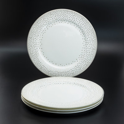 Assiette plate en porcelaine tachetée 11 po, lot de 4