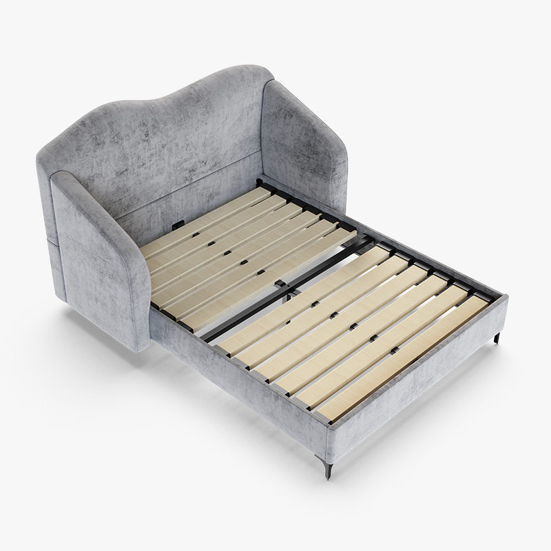 Structure de lit tapissier avec tête de lit nuage Kelly Nordic Gray