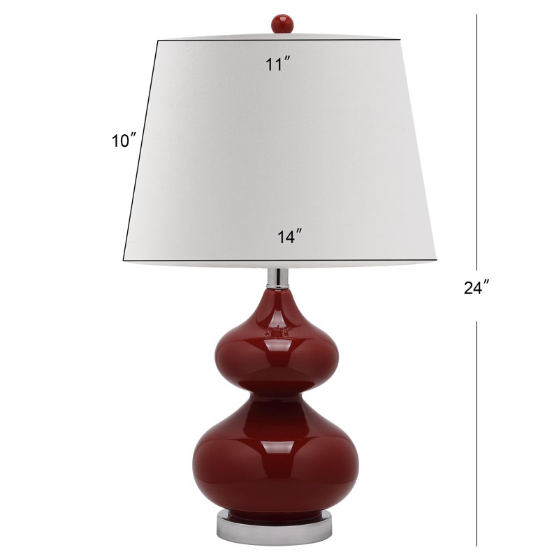 Lampe de table en verre Courtney, Rouge chinois