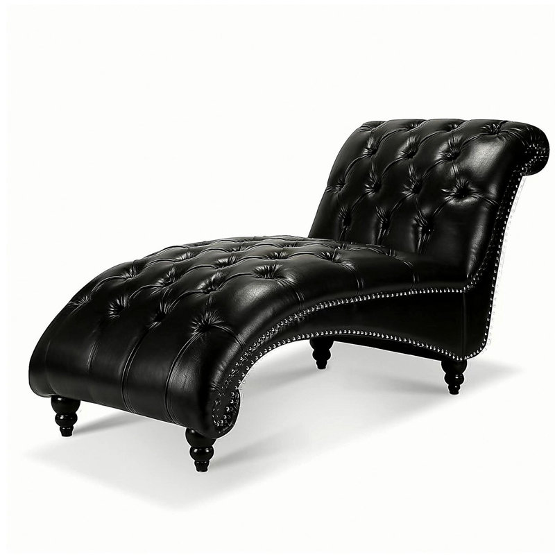 Chaise longue sans accoudoirs touffetée, Noir