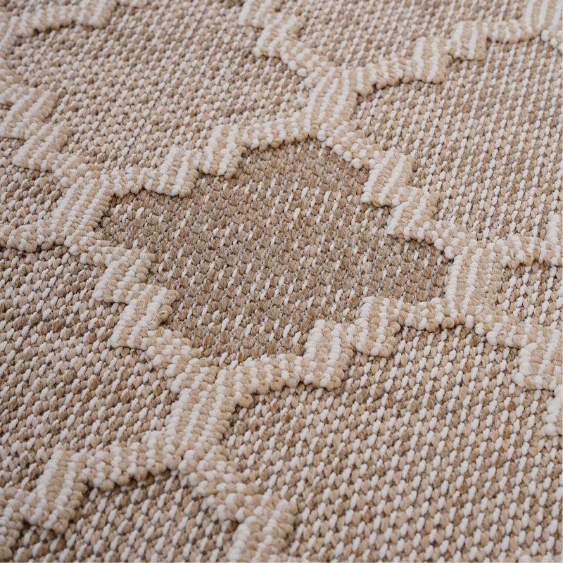 Tapis crème / treillis intérieur / extérieur Collection, Tapis de couloir 2 pi 2 po x 8 pi