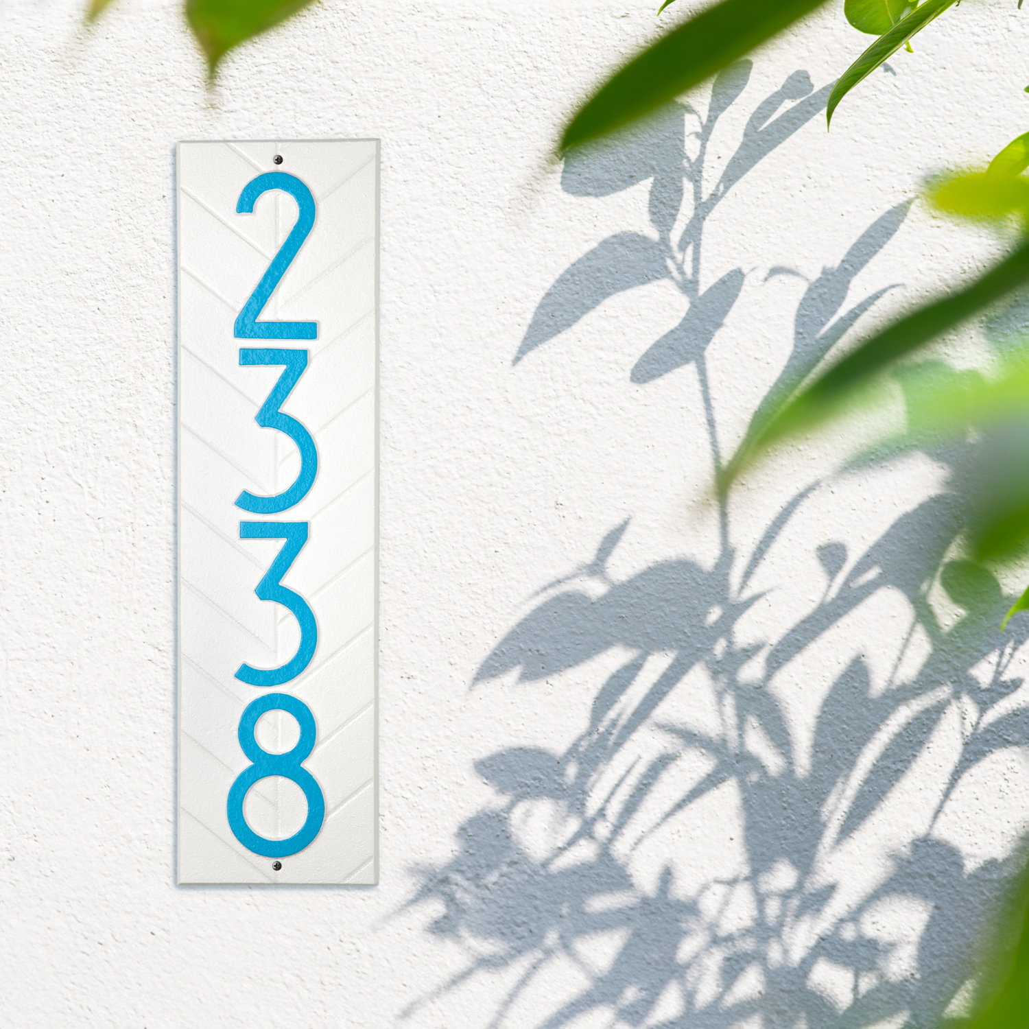 Mid-Century Modern Wall Plaque, White/Aruba Blue, Yes