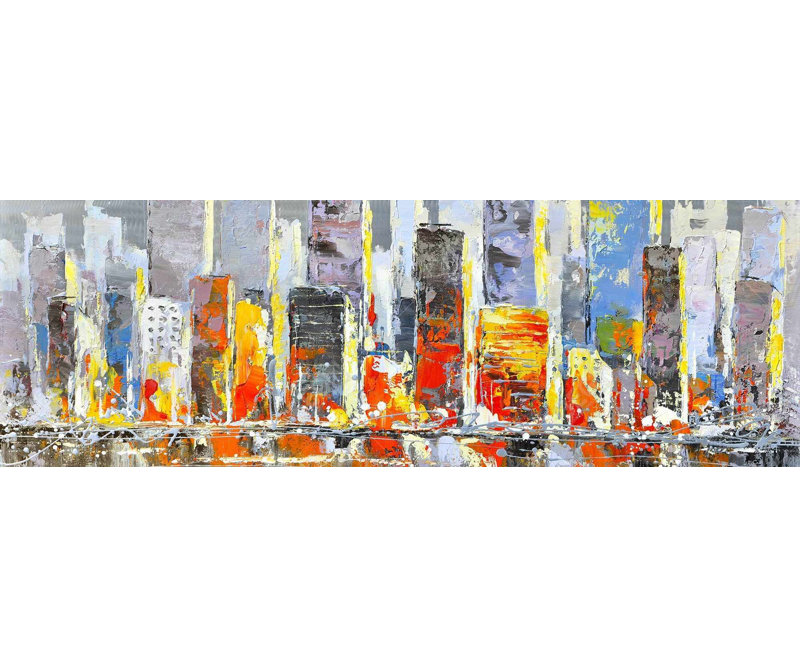 Color Splash Cityscape Canvas | Bedroom Building Decor
