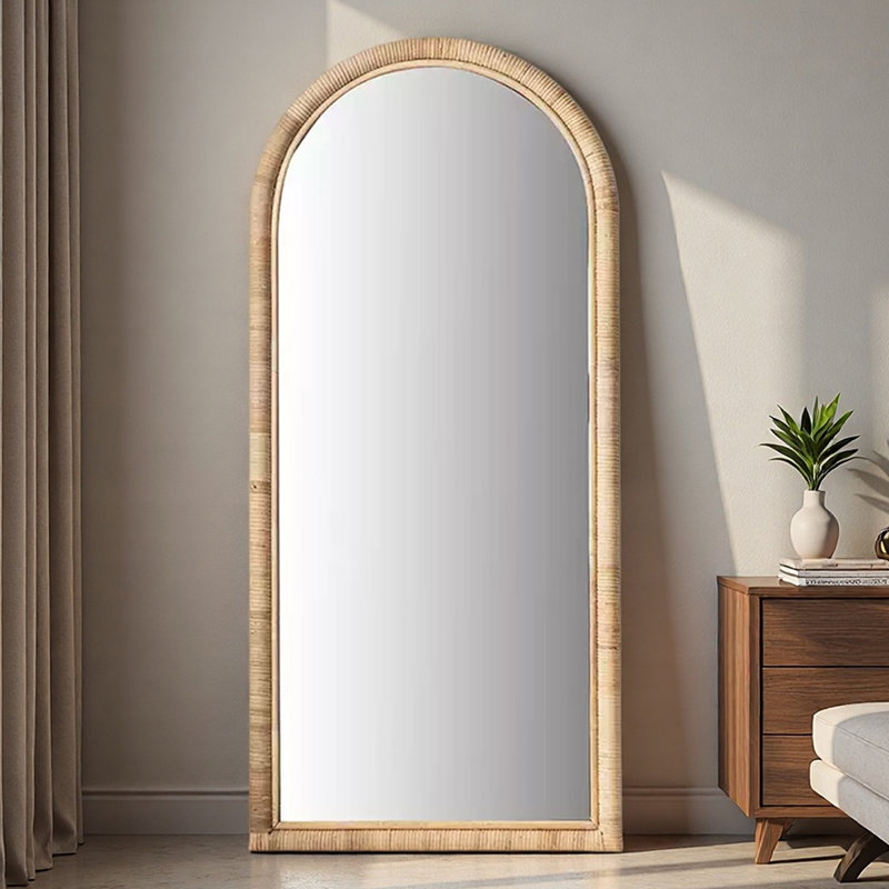 Miroir pleine grandeur rétro en rotin, 62,99 po x 23,62 po