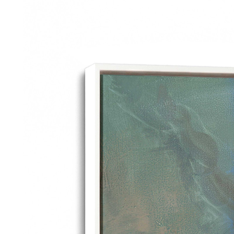 Impression sur toile roulée, vagues de 32 po x 32 po, Cadre flottant blanc opaque, H 32,75 po x l 32,75 po x P 1,75 po