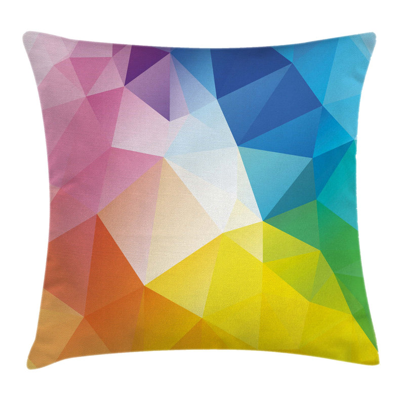 Rainbow Fractal Colored Lines Pillow Cover, 16" x 16"