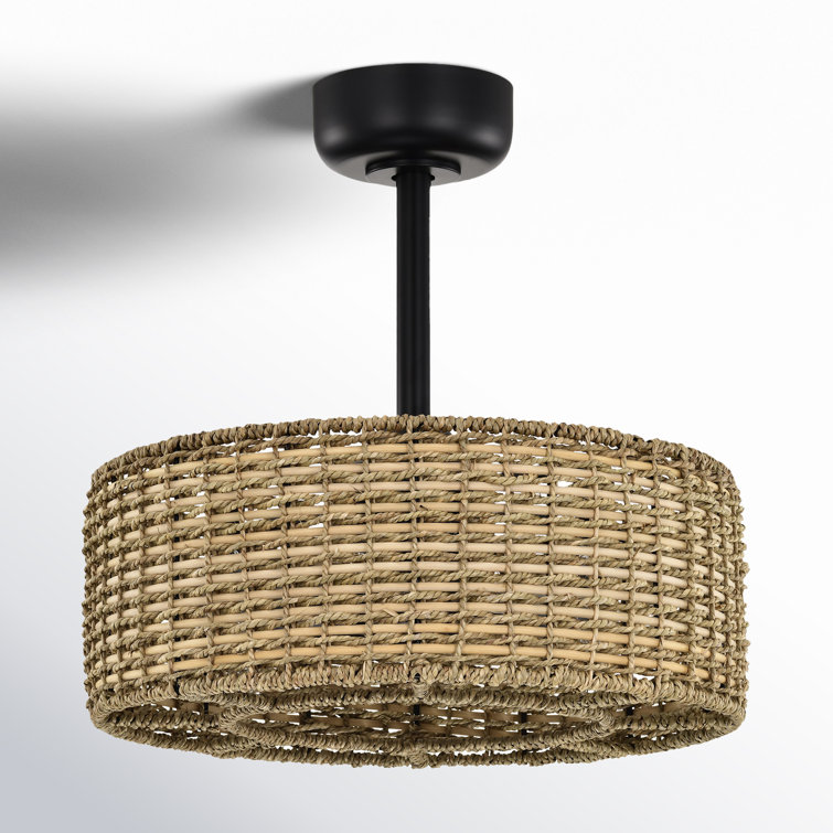 19.1'' Farmhouse Remote Control Reversible Black Rattan Ceiling Fan With Lighting Kits For Living Room/Bedroom
