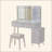 Modern Makeup Vanity Desk With LED Lights & Mirror, 4 Drawer Dressing Table Set With Stool, 3 Colors Dimmable Brightness, Space-Saving For Bedroom