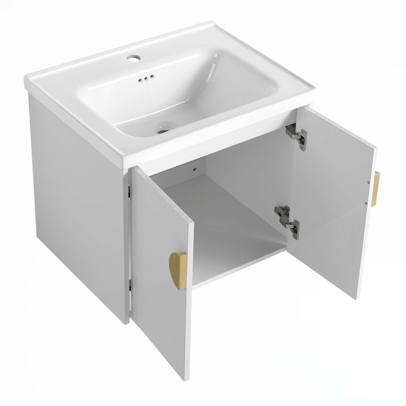 Meuble-lavabo à fermeture en douceur avec lavabo