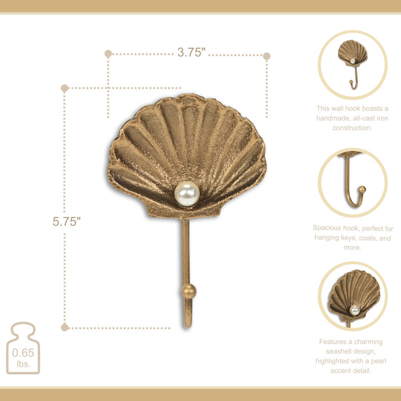 Mythra Golden Seashell Cast Iron Wall Hook