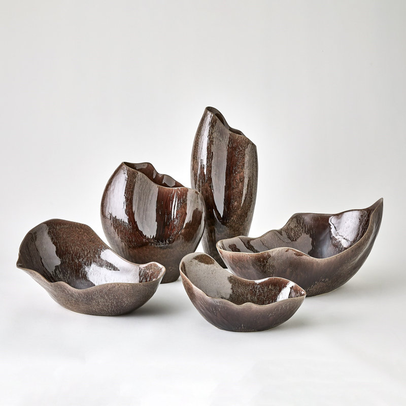 Horn Handmade Ceramic Table Vase, 15.5" H x 13.5" W x 7.25" D