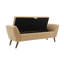 Banc de rangement rembourré en tissu Teddy Mid-Century en tissu, 152 cm, avec pieds en bois, couleur café, idéal pour le salon et la chambre.