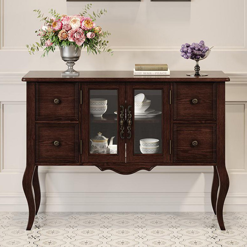 Console rectangulaire en bois massif noyer foncé, H 34,65 po x l 47,24 po x P 15,75 po, Noyer foncé