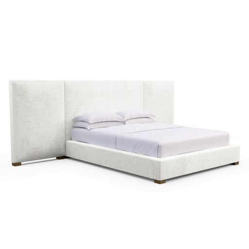 Upholstered Bed, Box Weave Linen Black Jack, Weathered, Twin