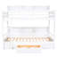 Lit superposé blanc de taille simple avec tiroir de rangement et tablettes intégrées, pour les rails supérieurs pleine longueur