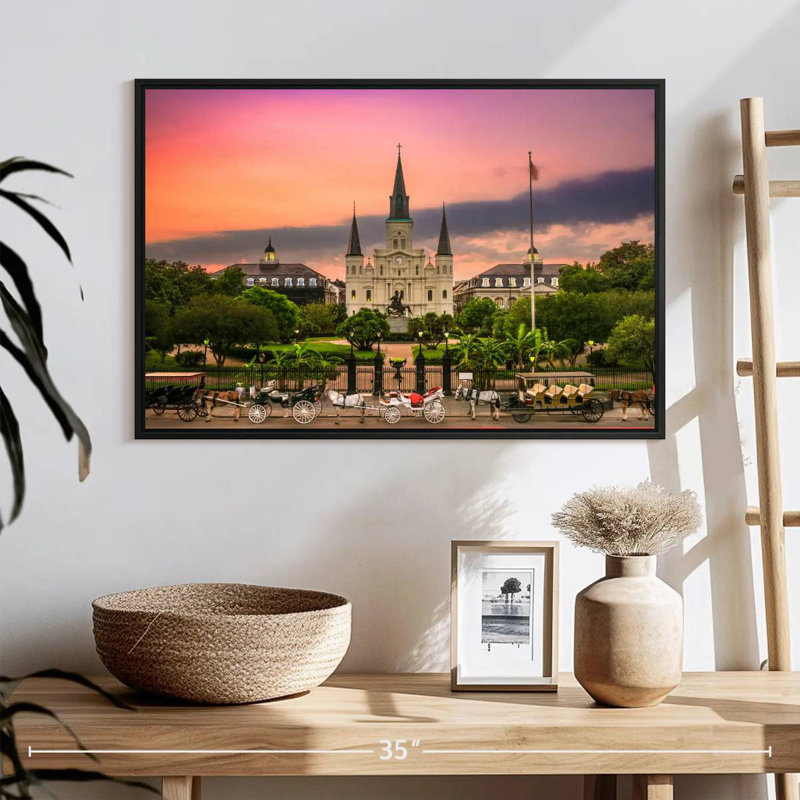 Cathédrale de la Nouvelle-Orléans, 25 po x 17 po, Cadre flottant noir