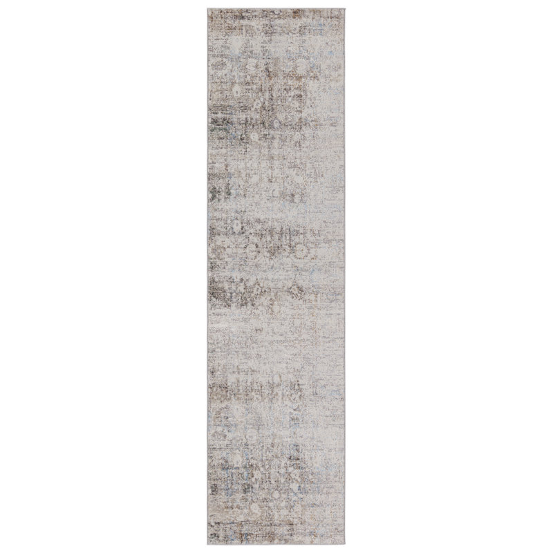 Tapis gris / bleu clair / ivoire Youngblood, Tapis de couloir 2 pi 6 po x 10 pi