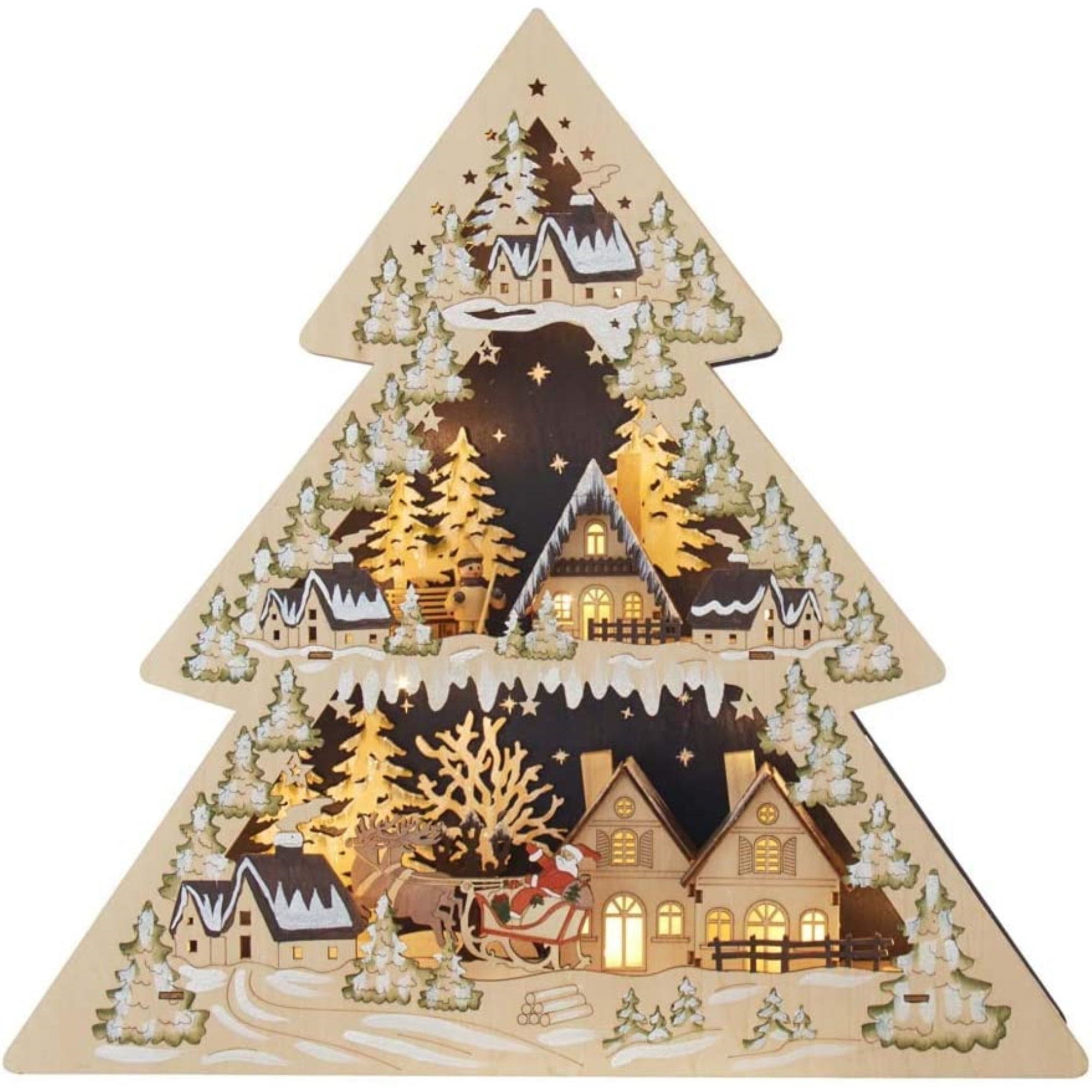 Kurt Adler 17-Inch Battery-Operated Light Up Wooden Tree Shaped