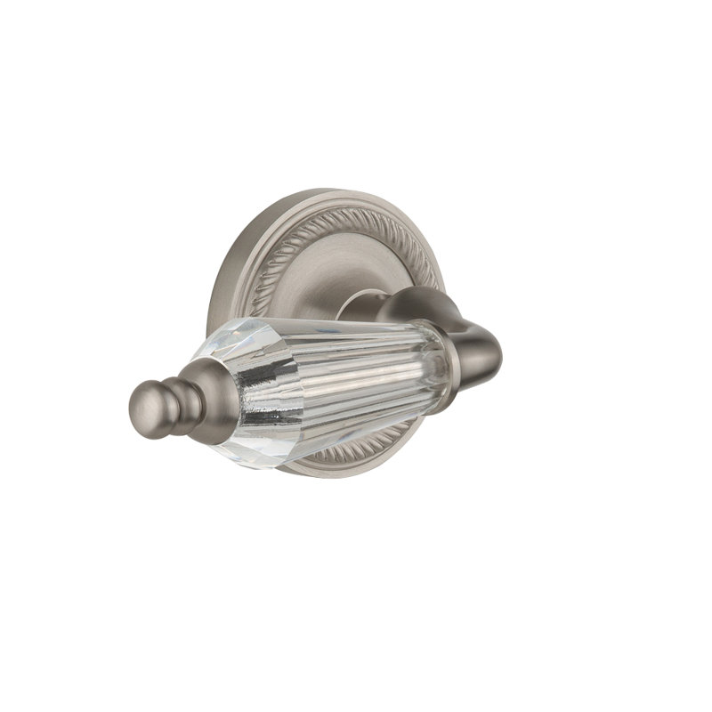 Rope Rosette Privacy (Bed & Bath) with Parlour Lever, Satin Nickel, 2.75"