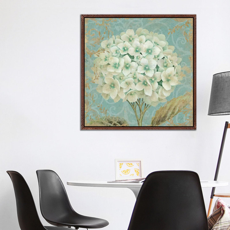 Hydrangea Square II by Wild Apple Portfolio - Print on Canvas, Classic Wood Floater Framed