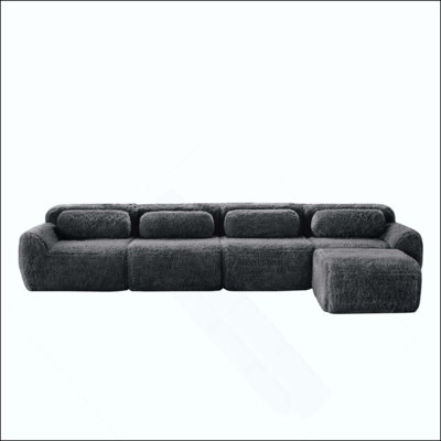 L-Shaped Soft And Fluffy Plush Fabric,Modular Sectional Sofa Couches,32D High Density Sponge Bottom Anti-Slip Design,Free Combination Buckle Connectio
