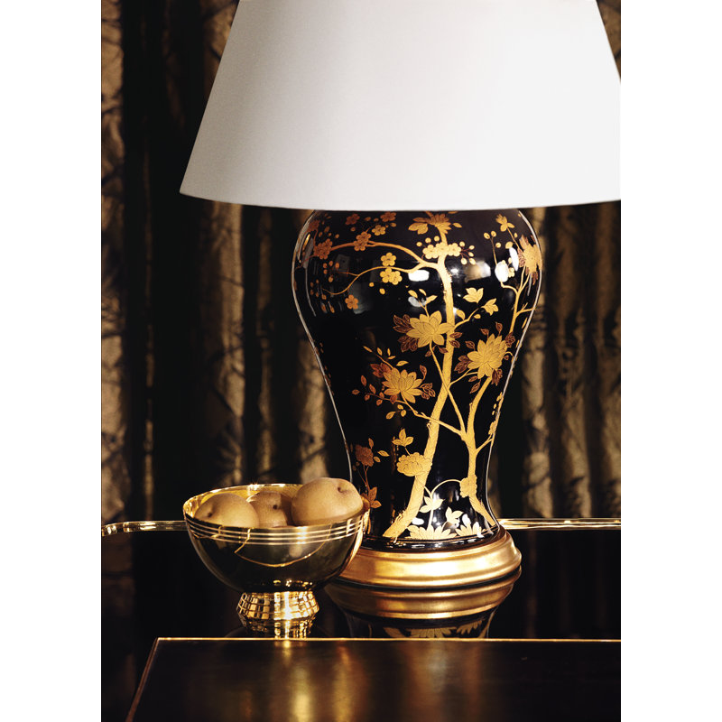 Ralph Lauren Gable 1 Light Standard Table Lamp, White/Gold