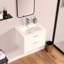 Meuble-lavabo mural 24 po avec lavabo en céramique blanche et rangement à tiroirs-1287794016