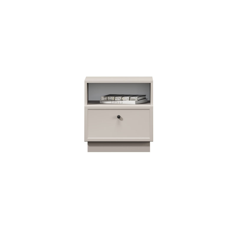 Bagga 45cm W Manufactured Wood Bedside Table, Beige Cream/Matte Black