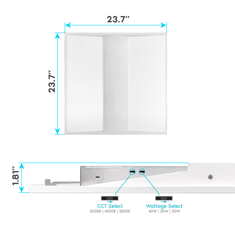 2' x 2' Dimmable LED Troffer Panel Light, 2