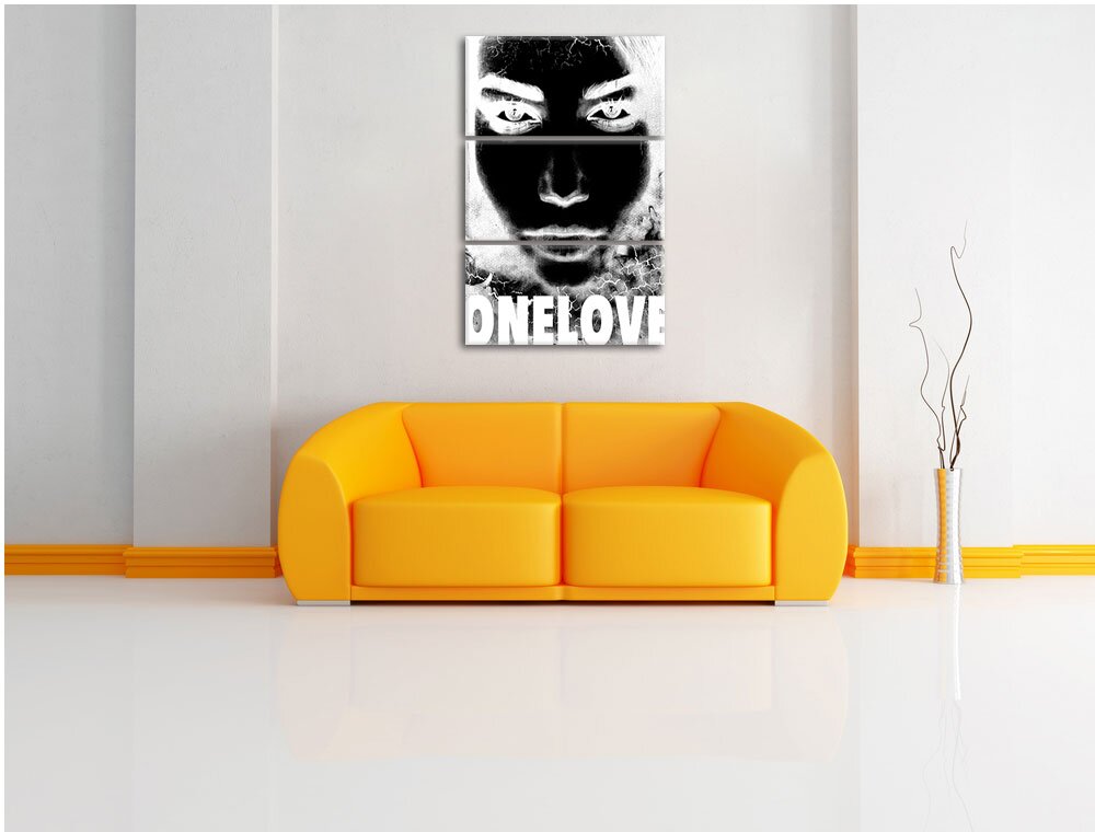 3-tlg. Leinwandbilder-Set „One love negative“, Grafikdruck