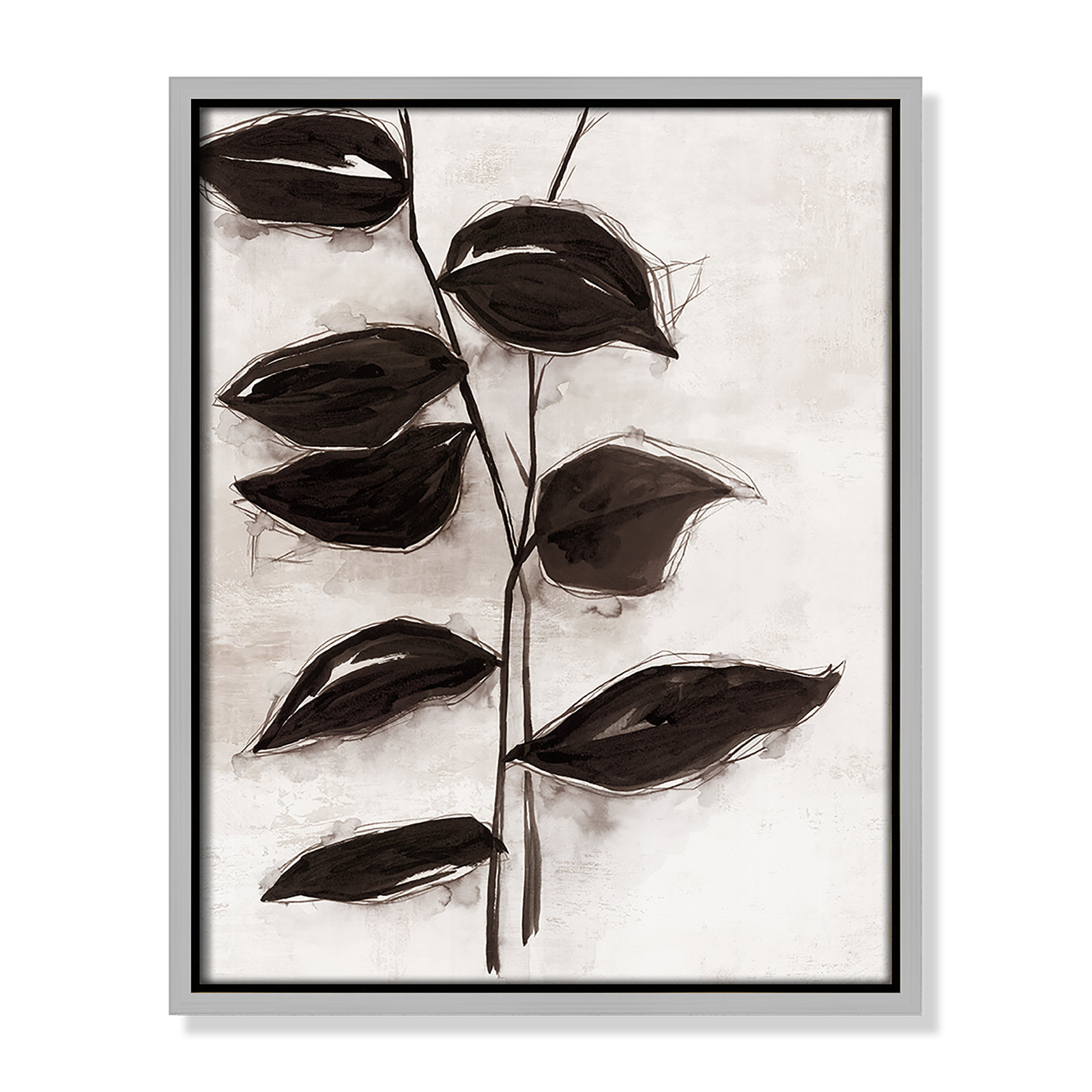 Leaves I by Eva Watts, 15.5" H x 12.5" W x 2" D, Silver Framed