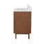 Meuble-lavabo sur pied moderne Tennant Brand de 48 pouces, couleur chêne chaud brun fumé, lavabo simple, comptoir en quartz blanc, entièrement assemblé