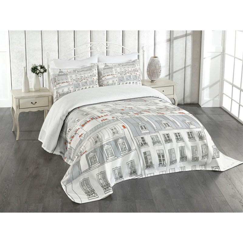 White Quilted Queen Bedspread Set with Pillow Shams