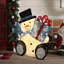 Décoration de Noël en tissu pré-illuminé de 80 cm représentant un bonhomme de neige tenant une boîte-cadeau