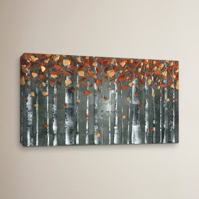 Bouleau en cuivre, impression sur toile tendue, H 18 po x l 36 po x P 2 po