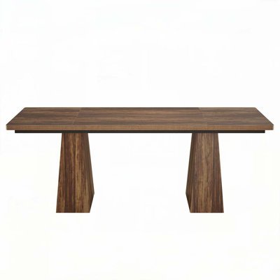 63" Rectangular Dining Table for 4–6 People,Kitchen Table with Wooden Pedestal Base